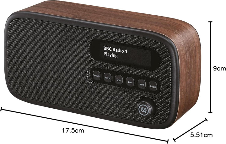 VQ Dexter Radio DAB Plus/DAB mit FM, 3 Watts Stereo Lautsprecher und LCD Bildschirm - Batteriebetrie