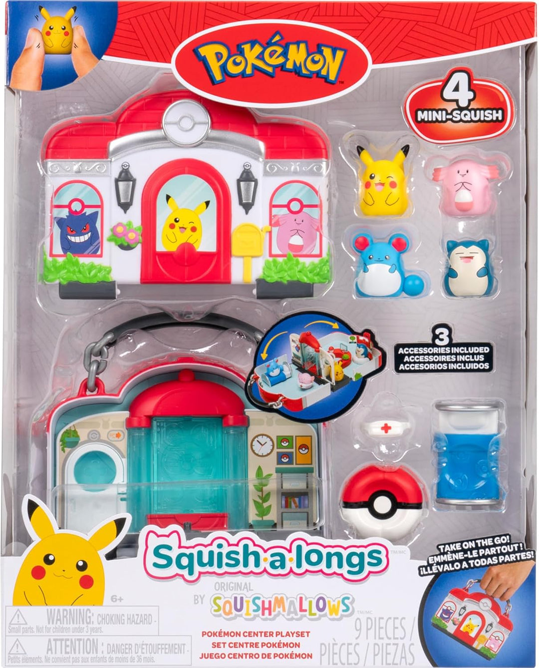 Squish-a-longs SQAL0071 - Pokémon Center Spielset - Sammeln, Tauschen, Spielen