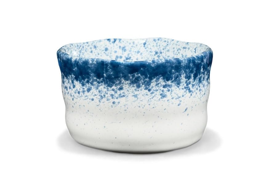 MAOCI - Matcha Tee-Schale Chawan aus Porzellan 350ml blau-weiss handgefertigt