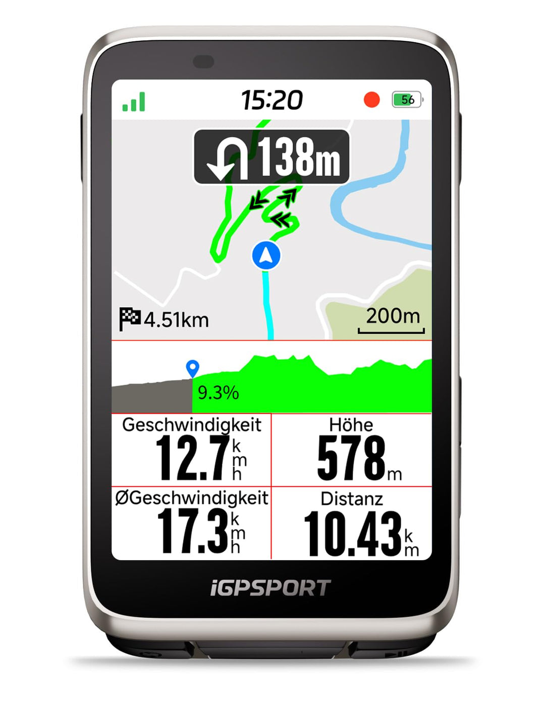 iGPSPORT BiNavi Fahrradcomputer Kabellos, 3,5'' Touch Screen Musiksteuerung Gruppenfahrten Bluetooth