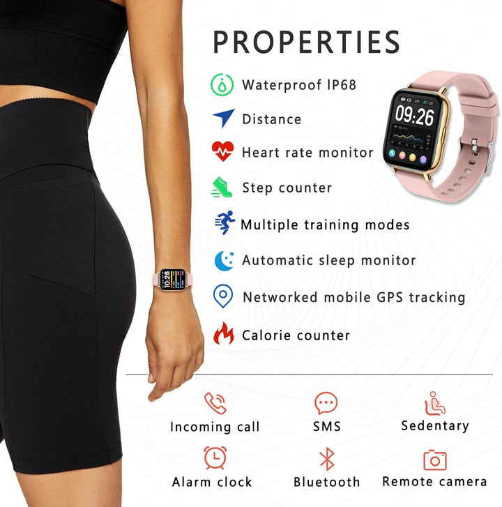 SUPBRO Smartwatch 1.69 Zoll HD Voll Touchscreen Fitness Tracker Uhr, IP68 Wasserdicht Fitnessuhr mit