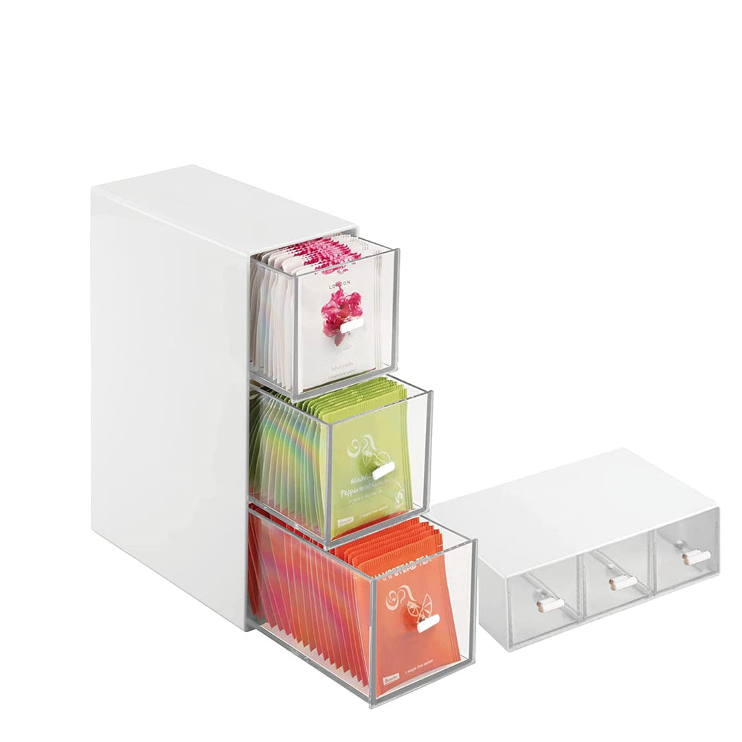 Teebox mit 3 Schubladen, Teeboxen für Teebeutel, Küchen Organizer, Kühlschrank Organizer, Teebeutelb