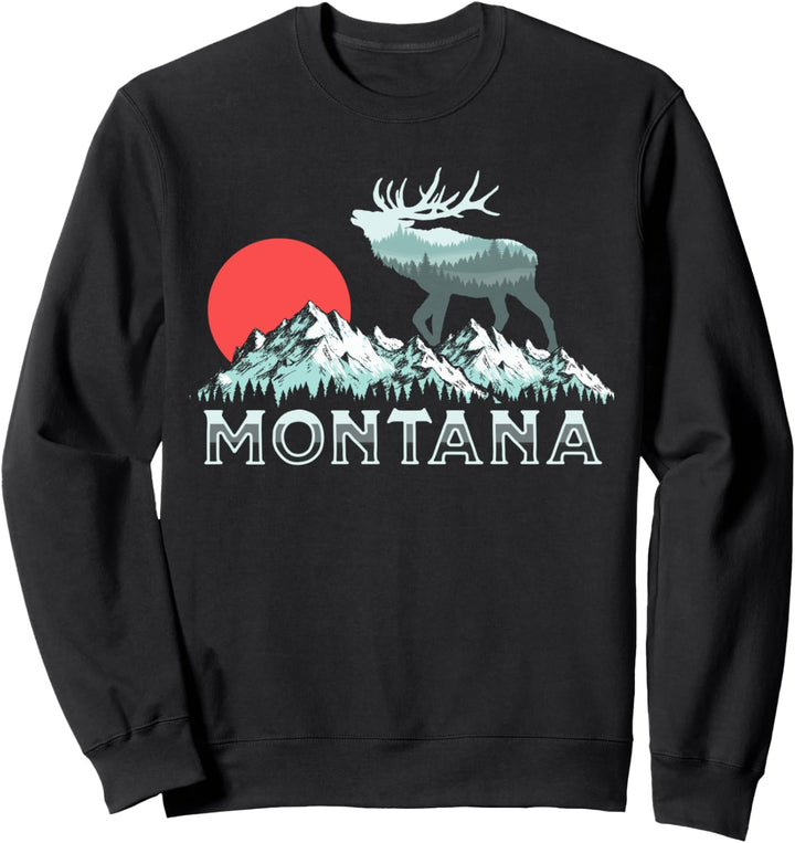 Vintage Montana Elk Retro Outdoors Hunter Graphic T-Shirt Sweatshirt