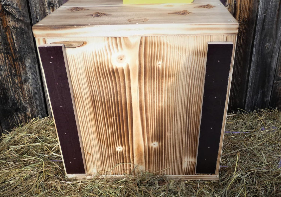 Premium Hummelkasten mit Wachsmottensperre, 2X Sichtfenster und Nistmaterial Wetterfest Bienenhaus H