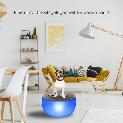 SCHWAIGER 660180 Sitzhocker LED Outdoor Sitzkissen Pouf Loungemöbel Gartenhocker Bodenkissen Fusshoc