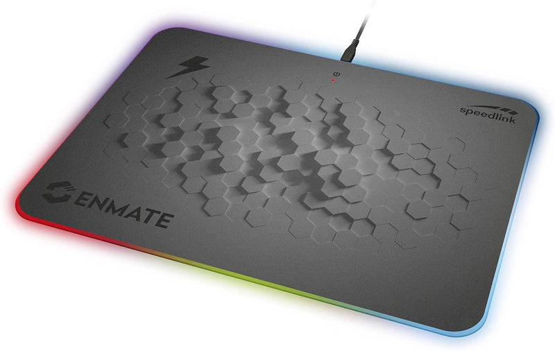 Speedlink ENMATE RGB Charging Mousepad - Gaming-Mauspad mit Induktions-Ladefunktion, grau