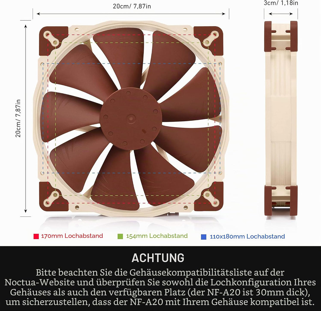 Noctua NF-A20 PWM, Leiser Premium-Lüfter, 4-Pin (200x30mm, Braun)