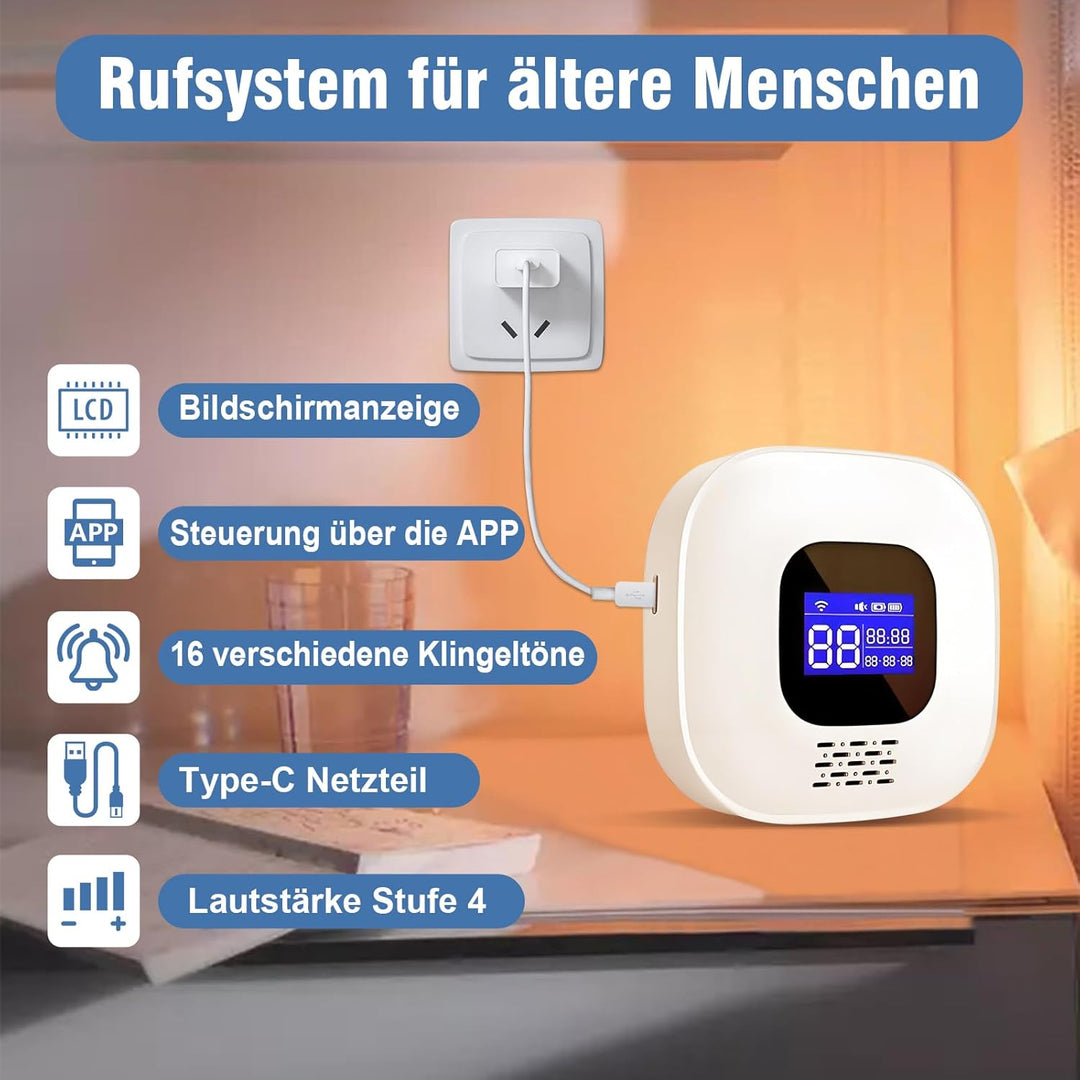 ChunHee Notrufknopf für Senioren/Senioren Notruf/Notrufarmband für Senioren/Funkalarm Sender und Emp