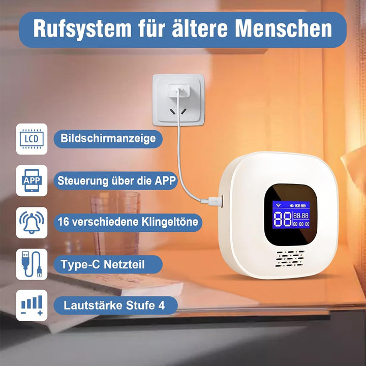 ChunHee Notrufknopf für Senioren/Senioren Notruf/Notrufarmband für Senioren/Funkalarm Sender und Emp