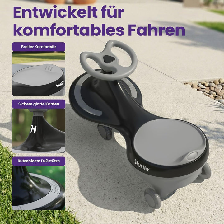 Hurtle Rutschauto Wiggle Drift Car für Kinder Schwarz Ohne Batterien Twist and Go fördert Motorik In
