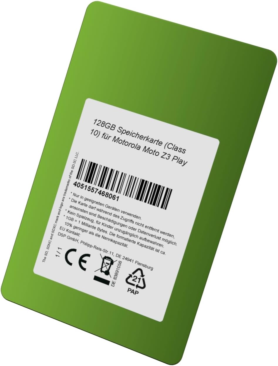 128GB Speicherkarte (Class 10) für Motorola Moto Z3 Play