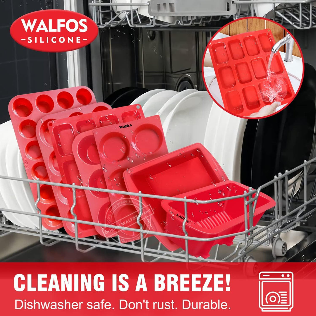 Silikon Mini Kastenform, Walfos 12-fach Mini-Brot-Pfanne Brownie-Pfanne, lebensmittelecht und antiha