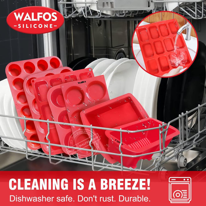 Silikon Mini Kastenform, Walfos 12-fach Mini-Brot-Pfanne Brownie-Pfanne, lebensmittelecht und antiha