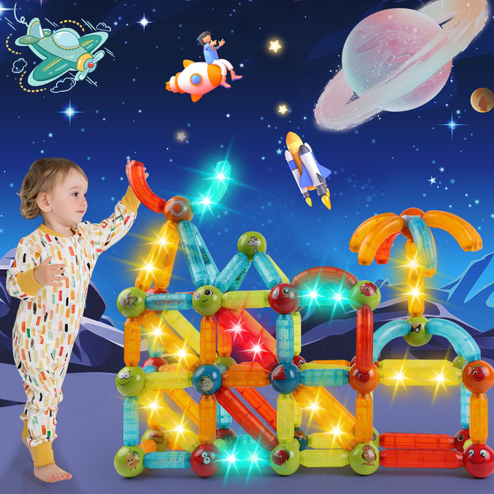 SVYHUOK Magnetische Bausteine 52 Stück Magnete Kinder, Magnetic Bauklötze Baukasten Spielzeug, Kreat