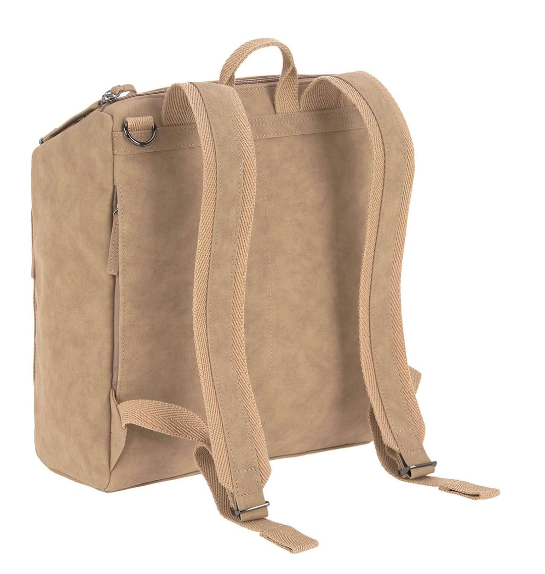 LÄSSIG Baby Wickelrucksack Wickeltasche mit Zubheör veganes Leder/Tender Backpack camel, 1 Stück (1e