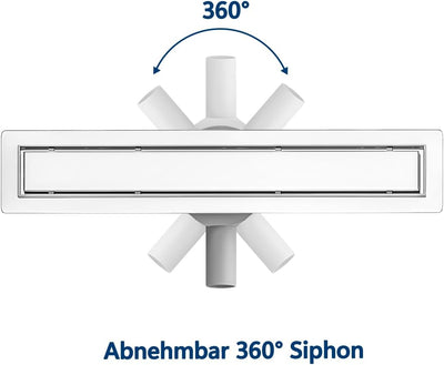 Neodrain Duschrinne 60cm Edelstahl Bodenablauf - 360° Siphon Befliesbar Duschablauf Flach mit Geruch