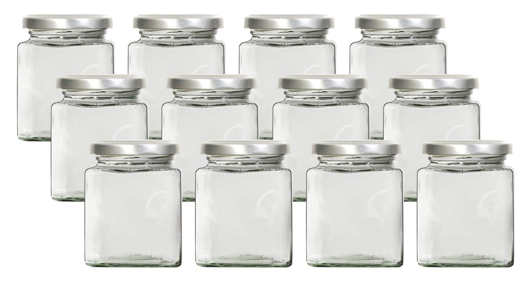mikken 12x Gewürzglas Einmachglas eckig 212 ml mit Beschriftungsetiketten