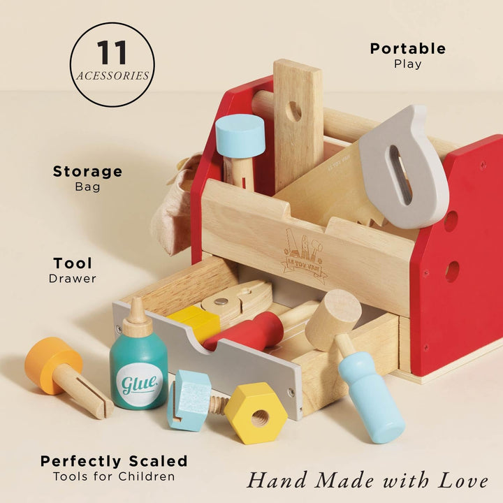 Le Toy Van – Pädagogisches Autos & Baustelle-Spielset aus Holz Werkzeugkiste für Rollenspiel | Für M