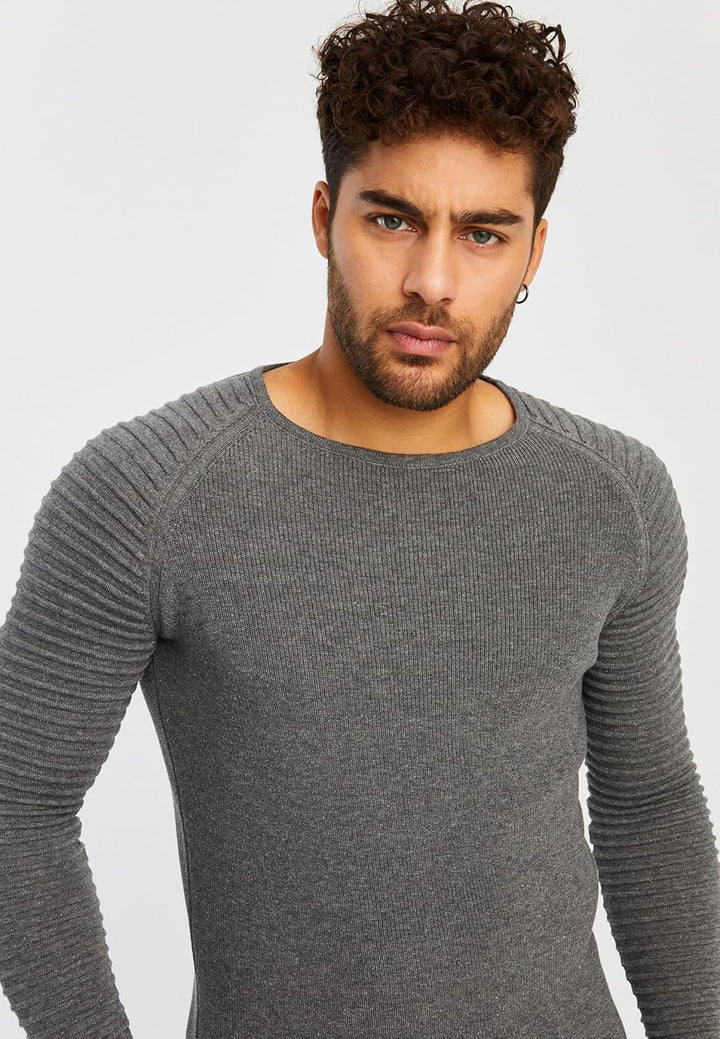 LEIF NELSON Herren Strickpullover Basic Rundhals Crew Neck Sweatshirt Langarm Sweater Feinstrick LN2