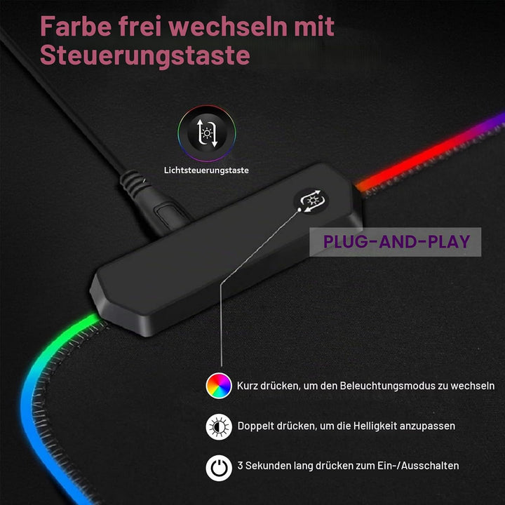 Personalisiertes RGB Gaming Mauspad, Personalisiertes LED Mauspad mit Fototext, wasserdichte Oberflä