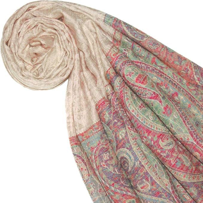Lorenzo Cana - Damen Kaschmirschal - 100% Kaschmir - jacquard gewebtes Tuch, 70 x 200 cm, beige, Sch