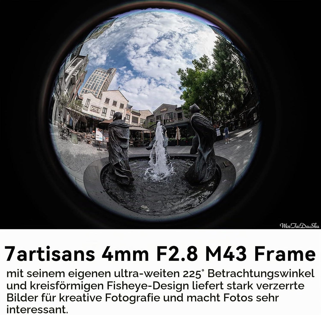 7 Artisans 4mm F2.8 Fisheye Ultra Wide Angle Lens APS-C Handbuch Focus Prime Lens Kompatibel für Fuj