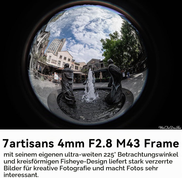 7 Artisans 4mm F2.8 Fisheye Ultra Wide Angle Lens APS-C Handbuch Focus Prime Lens Kompatible M4/3 Mo