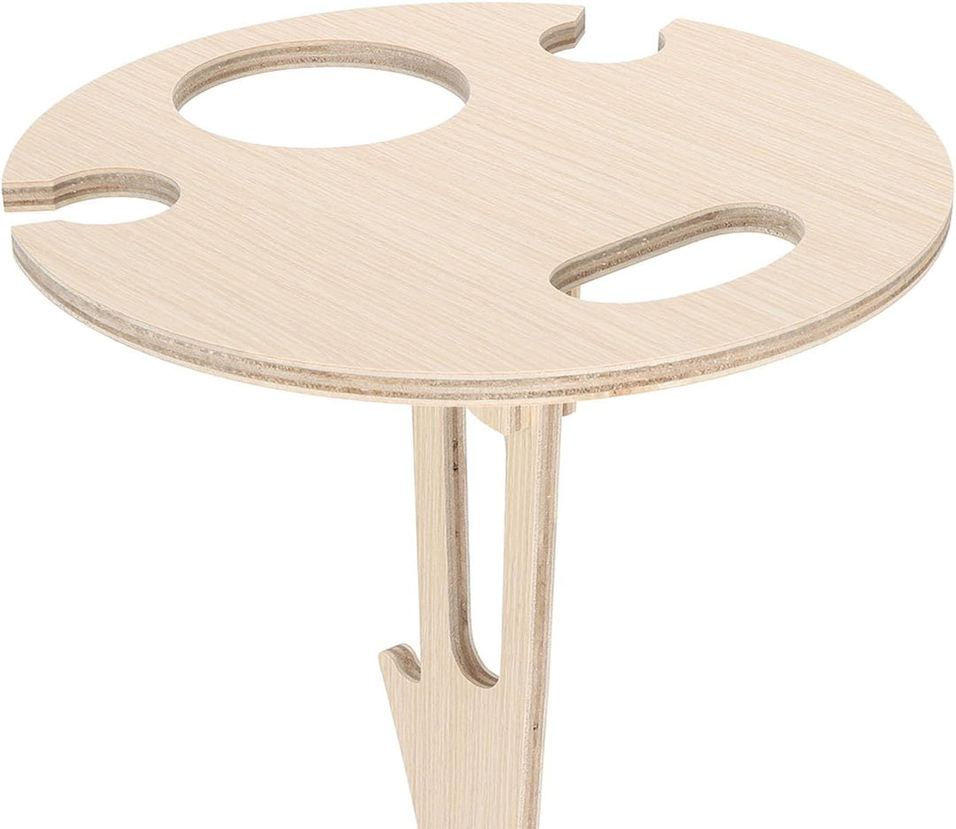 Tnfeeon Faltbarer Weintischstecker mit Glashalter, Tragbares Weinregal aus Holz für Camping-Picknick