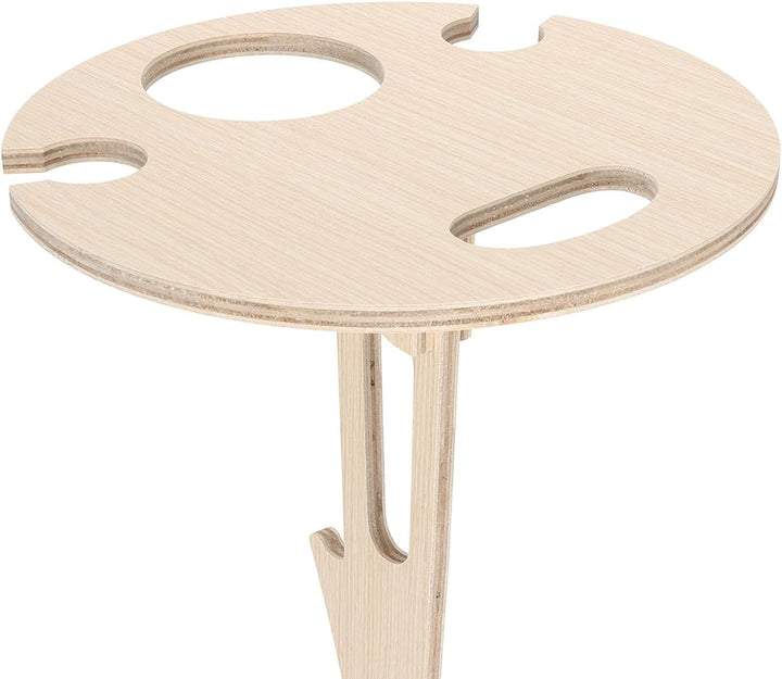 Tnfeeon Faltbarer Weintischstecker mit Glashalter, Tragbares Weinregal aus Holz für Camping-Picknick