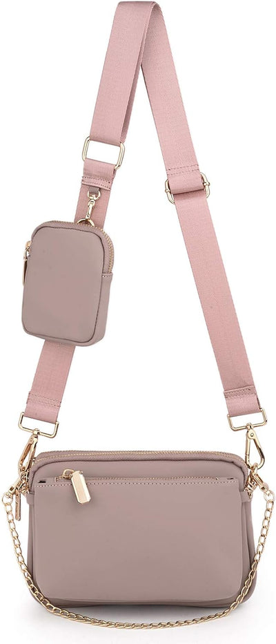 UTO Umhängetasche Damen 3 in 1 Crossbody Bag Damen Breiter Gurt mit Münzbeutel Handtasche mit Abnehm