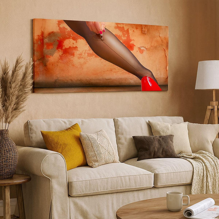 Wandbilder Dekoration Wohnzimmer Bein Strumpf Mode Ferse Panorama Bilder auf Leinwand 120x50cm Leinw