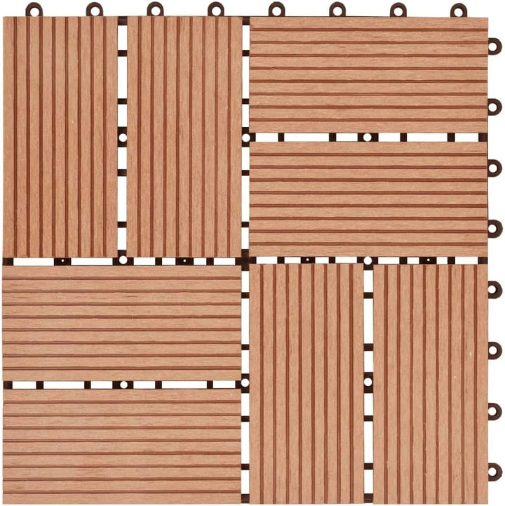 Festnight WPC Terrassendielen Terrassenplatten 30x30 cm 11er Spar Set für 1m² Teak in Holzoptik für