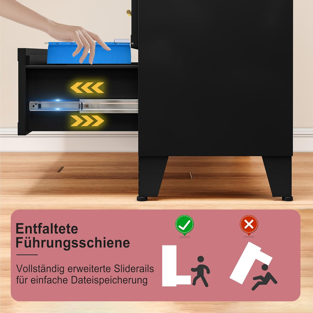 90㎝ Hoche Kommode für Schlafzimmer 3 Schubladen, Metallkomode, Runde Schubladenschrank für Zuhause,