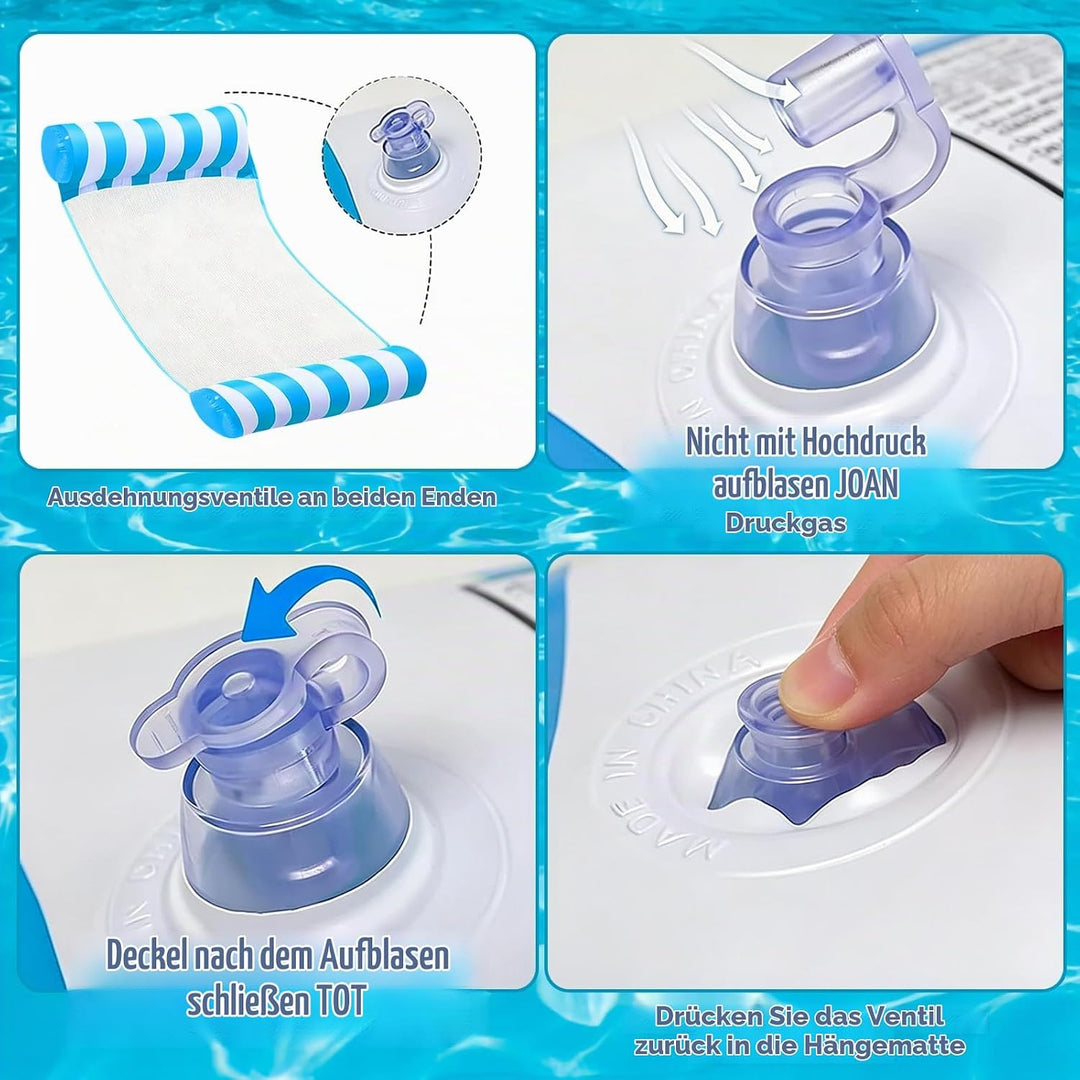 2 Stück Aufblasbare Wasserhängematte, 4 in 1 Aufblasbare Hängematte Pool mit 1 Luftpumpe, Schwimmbet