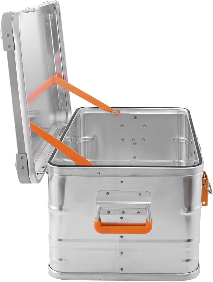 Alubox Alukiste abschliessbar E47 - Premium Aluminium Lagerbox 47 Liter - Deckel mit Aluminium Druck