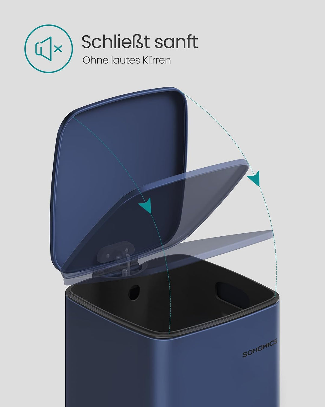 SONGMICS Mülleimer Küche, 20 Liter Abfalleimer, Tretmülleimer, Stahl, mit Inneneimer, Softclose, Off