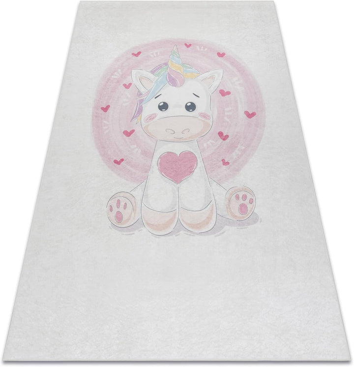Kinderteppich Bambino Waschteppich Einhorn für Kinder Anti-Rutsch - Creme 120x170 cm 120 x 170 cm Ba