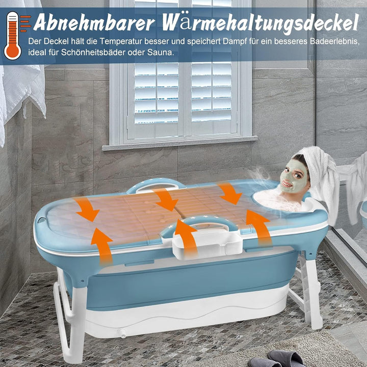 Faltbare Badewanne für Erwachsene, 118x62x52 cm Mobile Klappbadewanne, Ideal für Kleine Badezimmer,