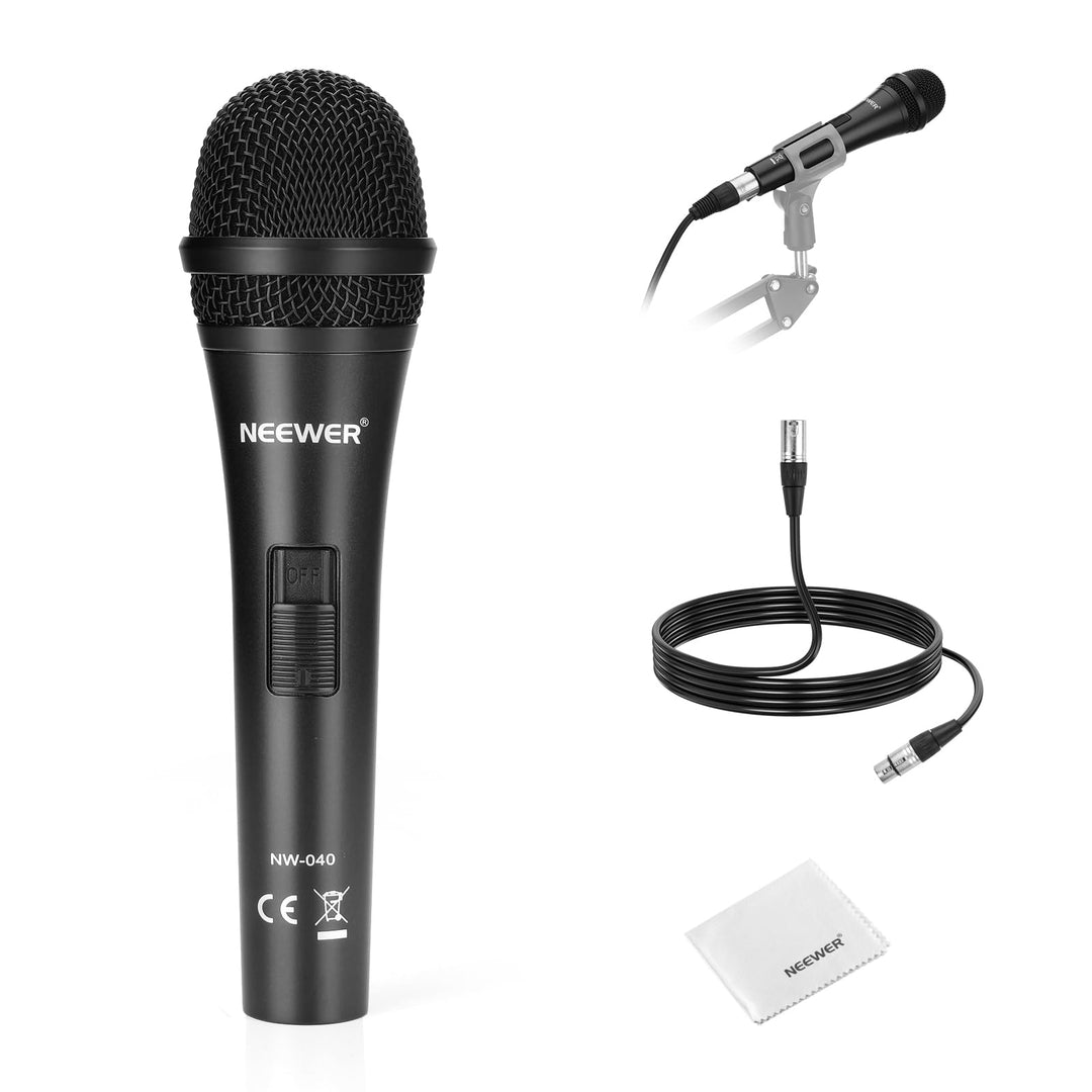 NEEWER Dynamisches Mikrofon Nierencharakteristik Dynamic Microphone mit XLR Kabel, robustem Metallge