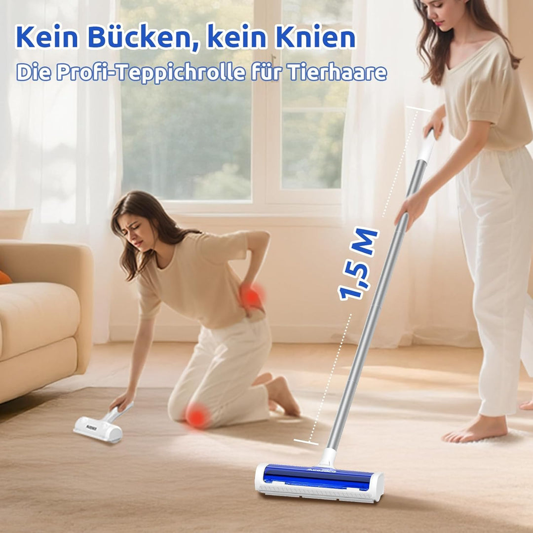 ACE2ACE Teppichrolle für Tierhaare, Teppichbürste Tierhaare, Tierhaarentferner Teppich für Hundehaar