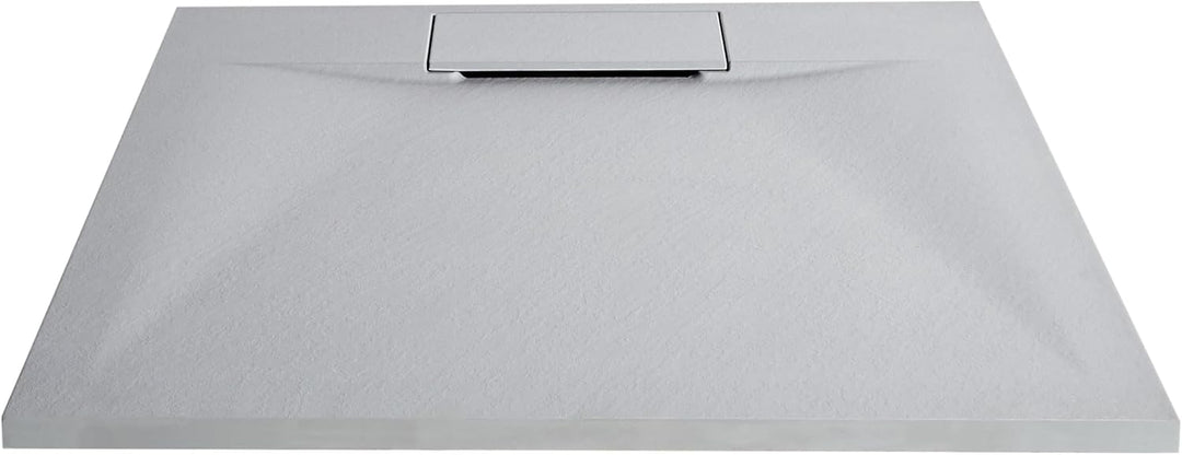 SMC Duschwanne mit Ablaufrinne 90x90 cm Steinoptik grau 3 cm hoch Azzuro