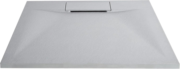 SMC Duschwanne mit Ablaufrinne 90x90 cm Steinoptik grau 3 cm hoch Azzuro