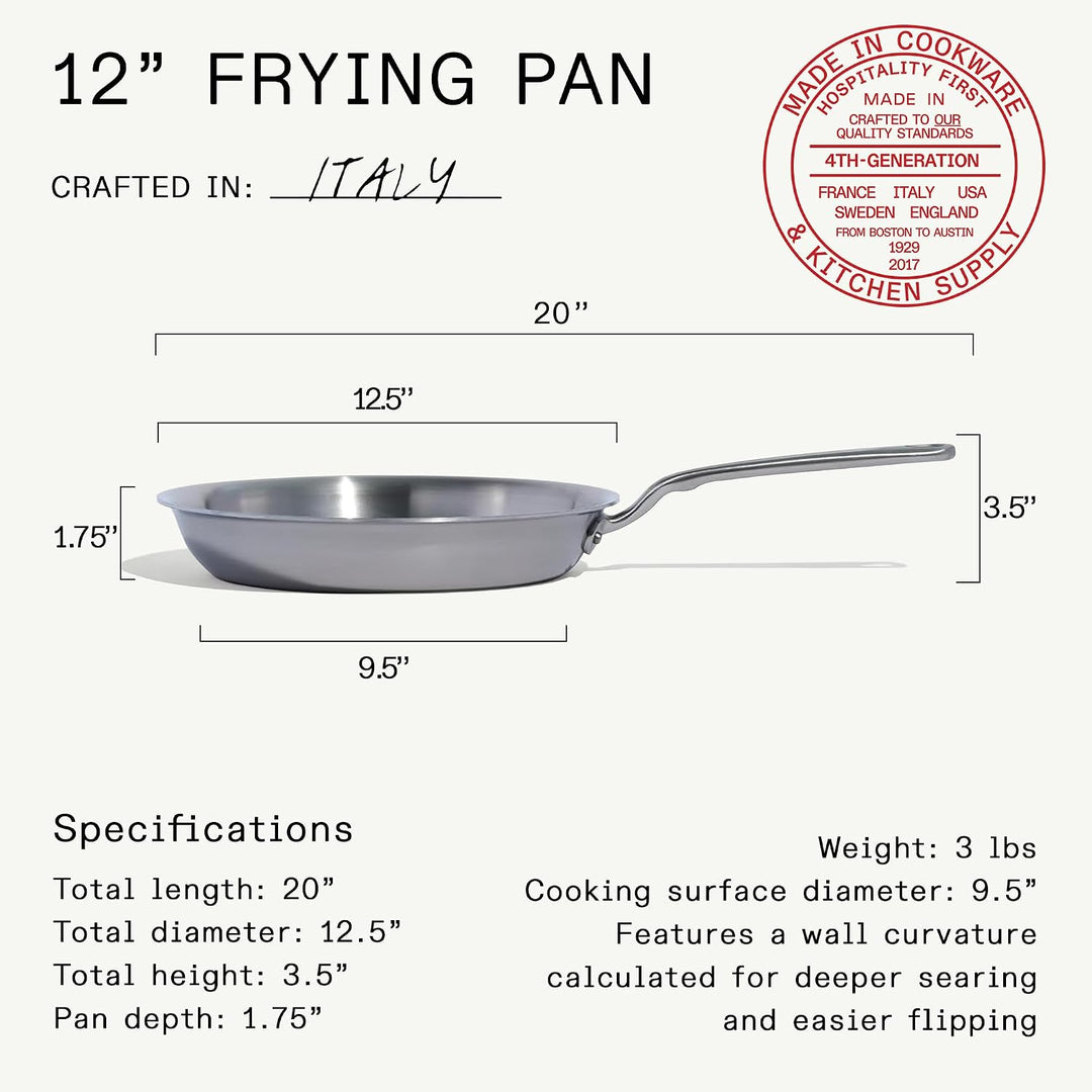 Made In Cookware – 30,48 cm Edelstahl-Bratpfanne – 5-lagige Edelstahlbeschichtung – Professionelles