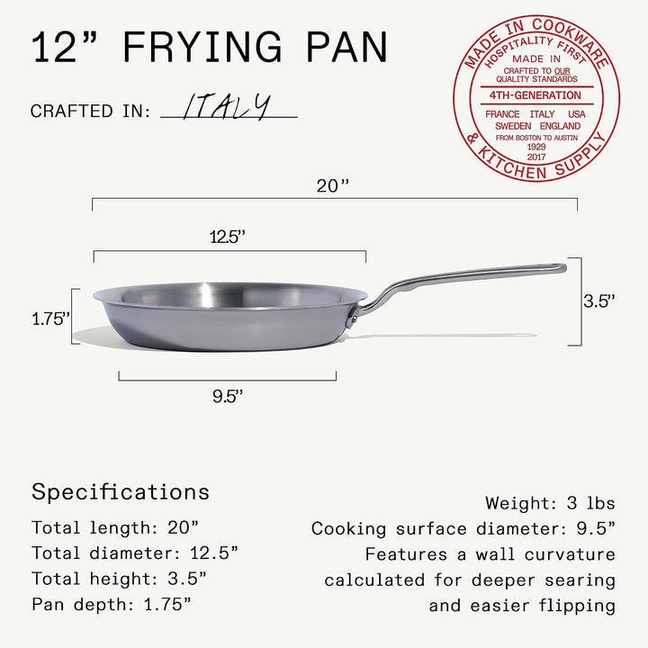 Made In Cookware – 30,48 cm Edelstahl-Bratpfanne – 5-lagige Edelstahlbeschichtung – Professionelles