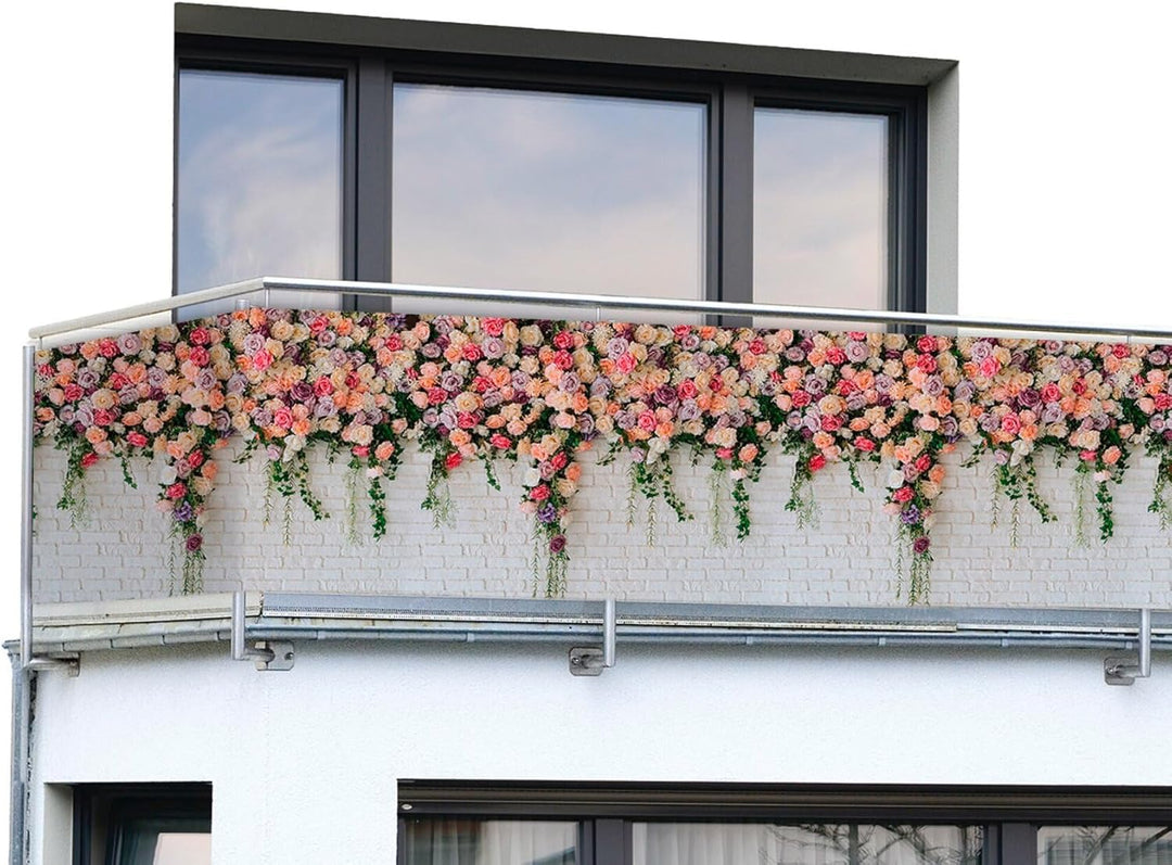 Maximex Balkon-Sichtschutz, praktischer Sichtschutz mit Rosen-Motiv und hoher UV- und Witterungsbest