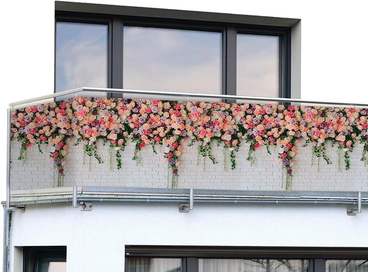 Maximex Balkon-Sichtschutz, praktischer Sichtschutz mit Rosen-Motiv und hoher UV- und Witterungsbest