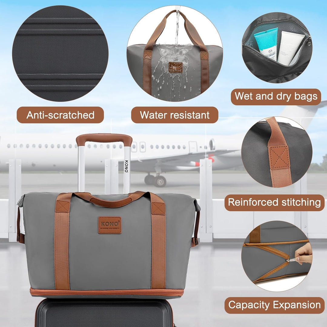 KONO Reisekoffer Set Gepäcksets 4 Teilig Kofferset, 55cm Handgepäck mit Beautycase Kosmetikkoffe mit