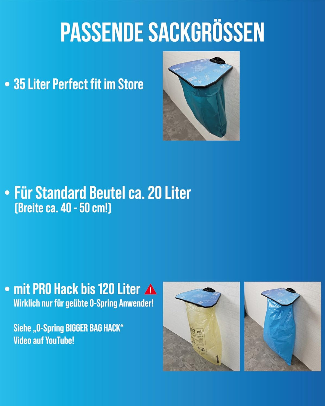 Holder Lock PRO M mit Deckel und Säcke für noch mehr Halt bis ca.20l/(35l), Sack Ständer, Sackhalter