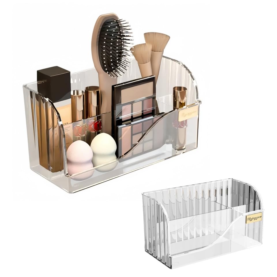 Make up Organizer mit 4 Fächern, 2 Stück Kosmetik Aufbewahrungsbox für Schminktisch Badezimmerschran