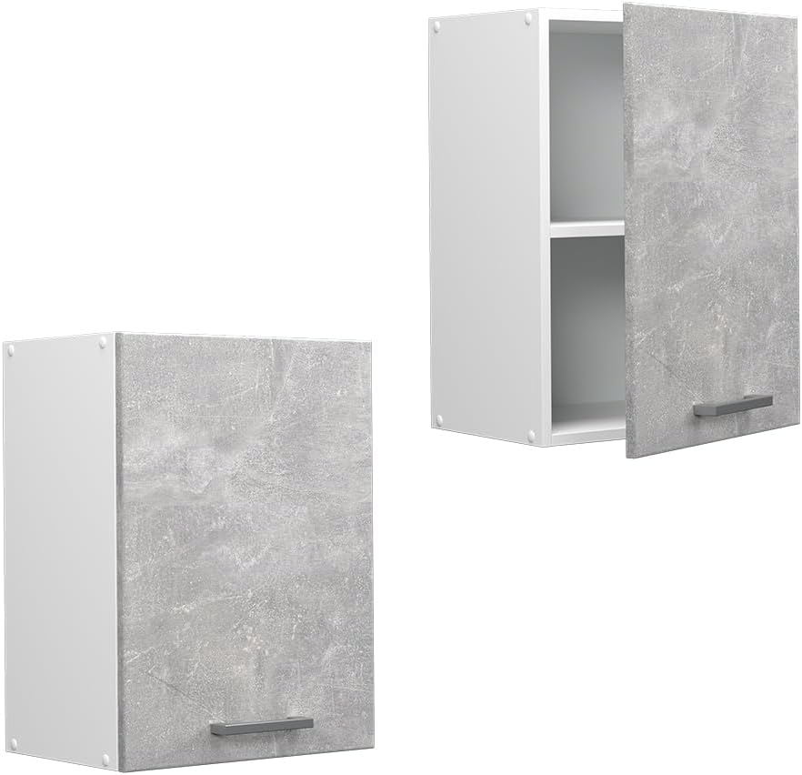 Vicco Hängeschrank R-Line, Beton/Weiss, 45 cm Beton Hängeschrank 45cm, Beton Hängeschrank 45cm